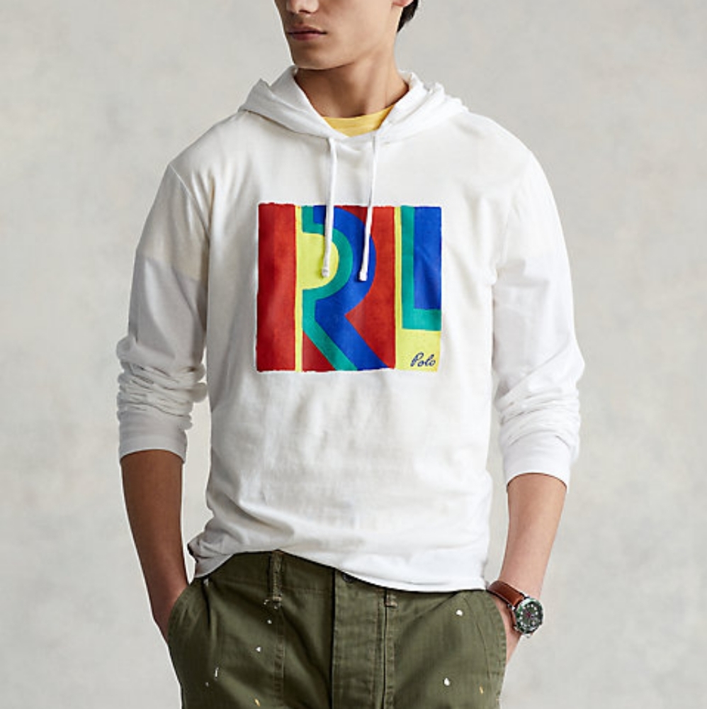 Polo Ralph Lauren Man's Logo Jersey Hooded Long Sleeve T-Shirt size S